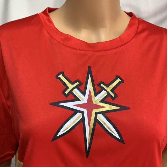 VGK Shirt Station Casinos Las Vegas Hockey Logo Red Gold Black Size Medium - Picture 3 of 8